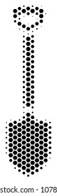 Halftone hexagonal Shovel icon. Pictogram on a white background. Vector mosaic of shovel icon composed of hexagonal dots.