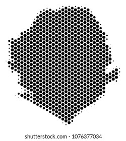 Halftone hexagonal Sierra Leone Map. Vector geographical map on a white background. Vector pattern of Sierra Leone Map composed of hexagonal pixels.