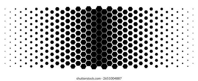 Fondo de hexágonos de semitono. Panal. Monocromo. Efectos en blanco y negro en Vector.