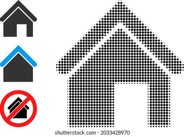Halftone home. Dotted home generated with small circle dots. Vector illustration of home icon on a white background. Halftone pattern contains circle dots.