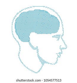 Halftone Human head brain, vector