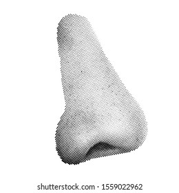 Halftone Human Nose isolated on white background. Side view. Vector Object Suit For Your Futurism Design, Animation, Fanzine Art, Scrapbooking, Collage, Ad