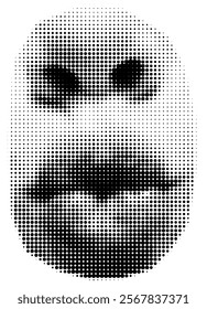 Halftone Human Nose And Kissing Lips Vector Illustration