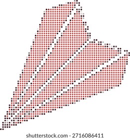 Halftone illustration of Alabama state map with red and gray dots on white background