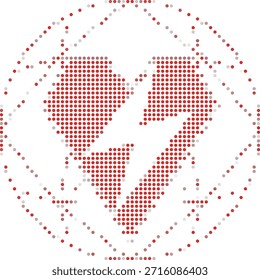 Ilustración semitono de las Américas en puntos rojos sobre fondo blanco