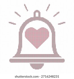halftone illustration of a bell with a heart inside notification symbol
