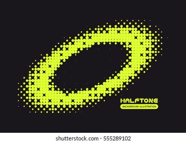 Halftone illustration. Black and green vector background