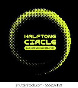 Halftone illustration. Black and green vector background