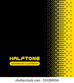 Halftone illustration. Black and yellow vector background