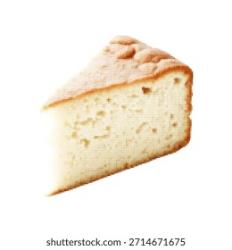 Ilustração em meio-tom de uma fatia de queijo isolada em fundo branco. Ícone de comida de textura de ponto retro para design de menu, embalagem, branding, cartaz ou uso editorial.