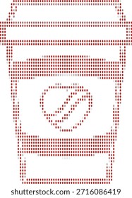 halftone illustration of a coffee cup with a coffee bean on a white background