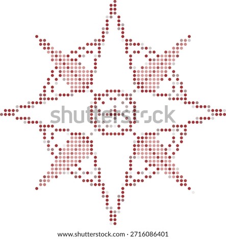 halftone illustration of five interconnected butterflies in shades of red on white background