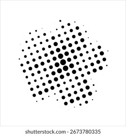 Halbtongrafik einer fünfblättrigen Blume, einzeln auf weißem Hintergrund. Retro gepunktete Textur in schwarz-weißem Stil. Minimales florales Vektordesign für botanische Projekte, dekorative Elemente