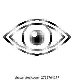 Ilustración de semitono de un ojo humano hecho de Pequeños puntos negros sobre fondo blanco