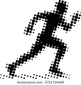 halftone illustration of man running fast in motion