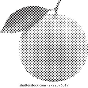 Ilustración semitono de una naranja con hoja