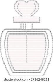 ilustração de meio-tom do frasco de perfume com tampa no fundo transparente