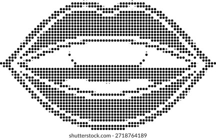 Ilustración de semitono de una cara sonriente hecha de Pequeños puntos negros sobre fondo blanco