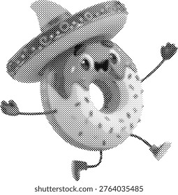 Halftone illustration smiling doughnut