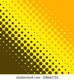 Halftone illustrator. Halftone dots.halftone effect. Halftone pattern. Vector halftone dots. Black dots on Color background. Vector Halftone Texture. With a place for the text. Sunny color.