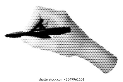 Halftone image of hand holding a pen