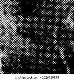 Halftone Ink Print Distress Background . Grunge Texture. Abstract Black and white illustration. Vector.