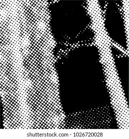 Halftone Ink Print Distress Background . Grunge Texture. Abstract Black and white illustration. Vector.
