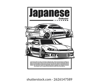 halftone Japanese 90s car design illustration graphic vector