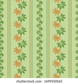 Halftone leaves stripes seamless pattern