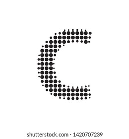 Halftone Letter "C" Vector Logo in Pop Art Style. New design