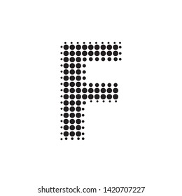 Halftone Letter "F" Vector Logo in Pop Art Style. New design