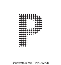 Halftone Letter "P" Vector Logo in Pop Art Style. New design
