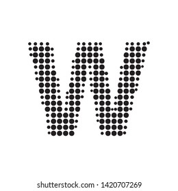 Halftone Letter "W" Vector Logo in Pop Art Style. New design