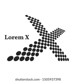 halftone letter "X" in perspective angle. vector element for logo or other design