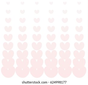 A halftone of light pink hearts in vector illustration.