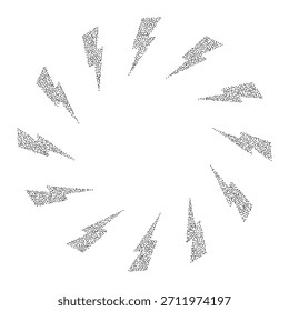 Halftone lightning bolt. Grunge comic thunderbolt, dot lightening vector element, lightening energy flash icon