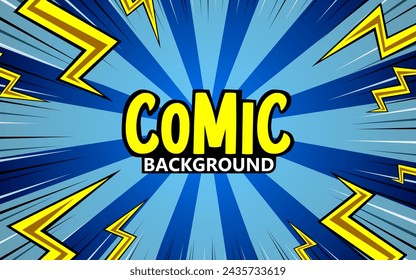 Fondo de cómic de arte pop de explosión relámpago de semitono. Ilustración vectorial de dibujos animados