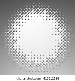 Halftone like element of crosses. Monochromatic abstract vector image.
