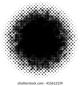 Halftone like element of crosses. Monochromatic abstract vector image.
