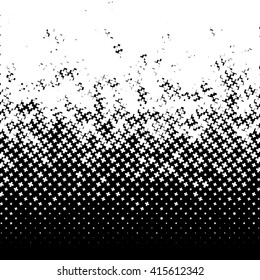 Halftone like element of crosses. Monochromatic abstract vector image.