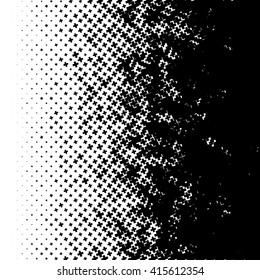 Halftone like element of crosses. Monochromatic abstract vector image.