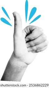 Halftone Like Thumb Up Hand Sign Vector Illustration