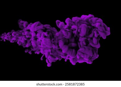 Halftone lilac stipple texture isolated on black background. Grain lilac dotwork pattern. Abstract violet half tone cloud, design element. Pointillism background. Vector Illustration, EPS 10.