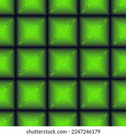 Halftone line background. Vector seamless pattern with diagonal lines, halftone stripes, square tiles. Sport style, urban art texture. Neon green and black color. Gradient effect. Trendy geo design
