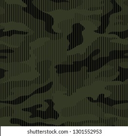 Halftone line camouflage in green and black