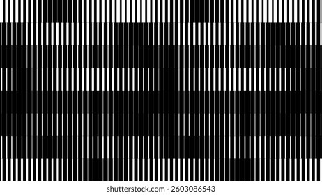 Halftone Line Gradient With Vertical Black And White Stripes. Abstract Minimalist Texture Perfect For Modern Graphic Design, Print, Web Backgrounds Or Motion Effects. Vector Illustration.