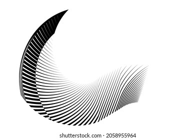 Halftone lines circle background, geometric dynamic pattern, vector modern design texture.