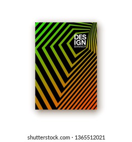 Halftone lines cover page layouts design. Flat geometric backgrounds set. Party posters set with radial halftone line gradient texture. Music flyer frame templates. Retro cover pages.