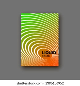 Halftone lines cover page layouts design. Flat geometric backgrounds set. Party posters set with radial halftone line gradient texture. Music flyer frame templates. Retro cover pages.