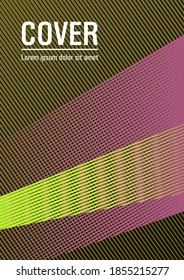 Halftone lines placard background graphic design. Triangle element layers modern pattern. Bright business report concept. Advanced brand cover template. Flat style booklet concept.